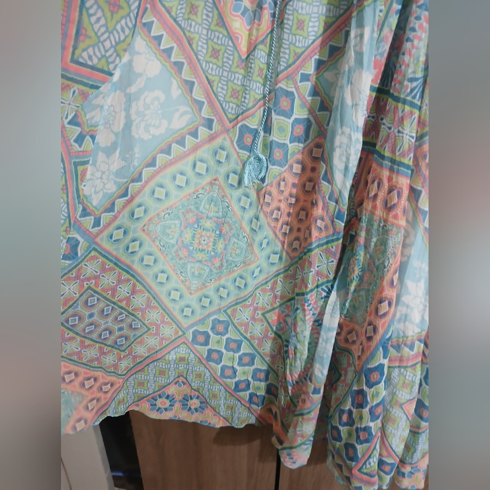 Ruby Rd. Light Blue Multi-Print Summer Skirt - Picture 4 of 5